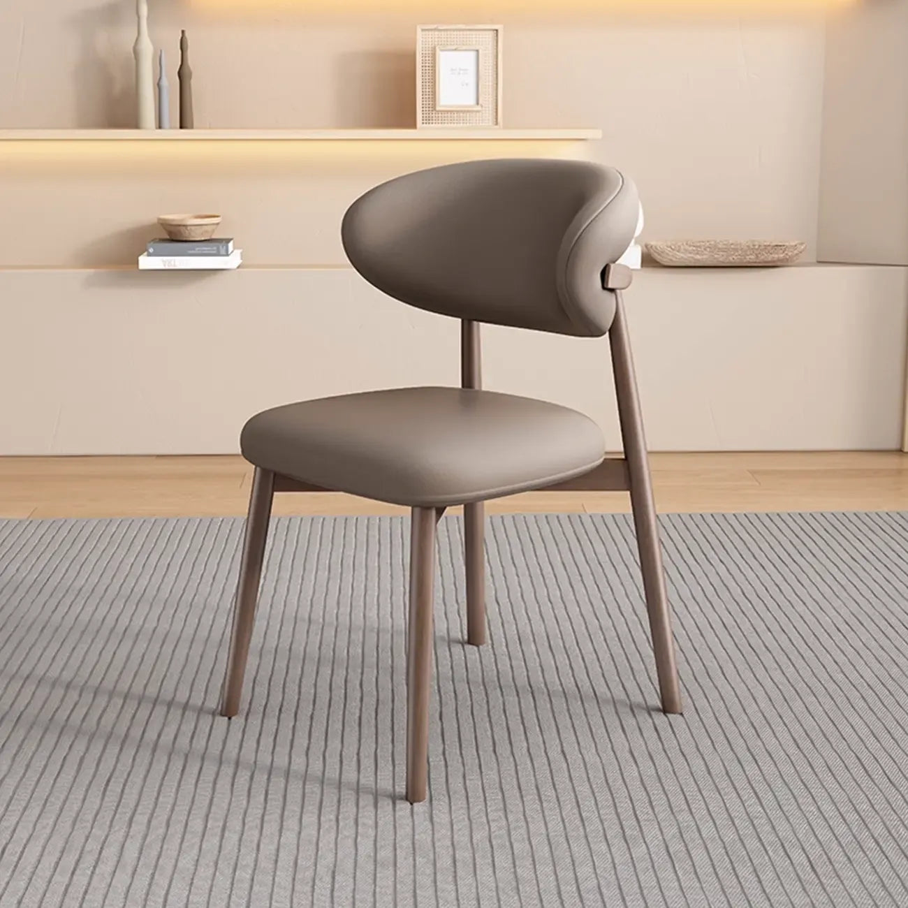 Ensemble de 2 chaises de salle à manger modernes en cuir et bois