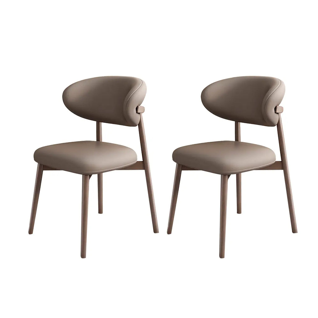 Ensemble de 2 chaises de salle à manger modernes en cuir et bois