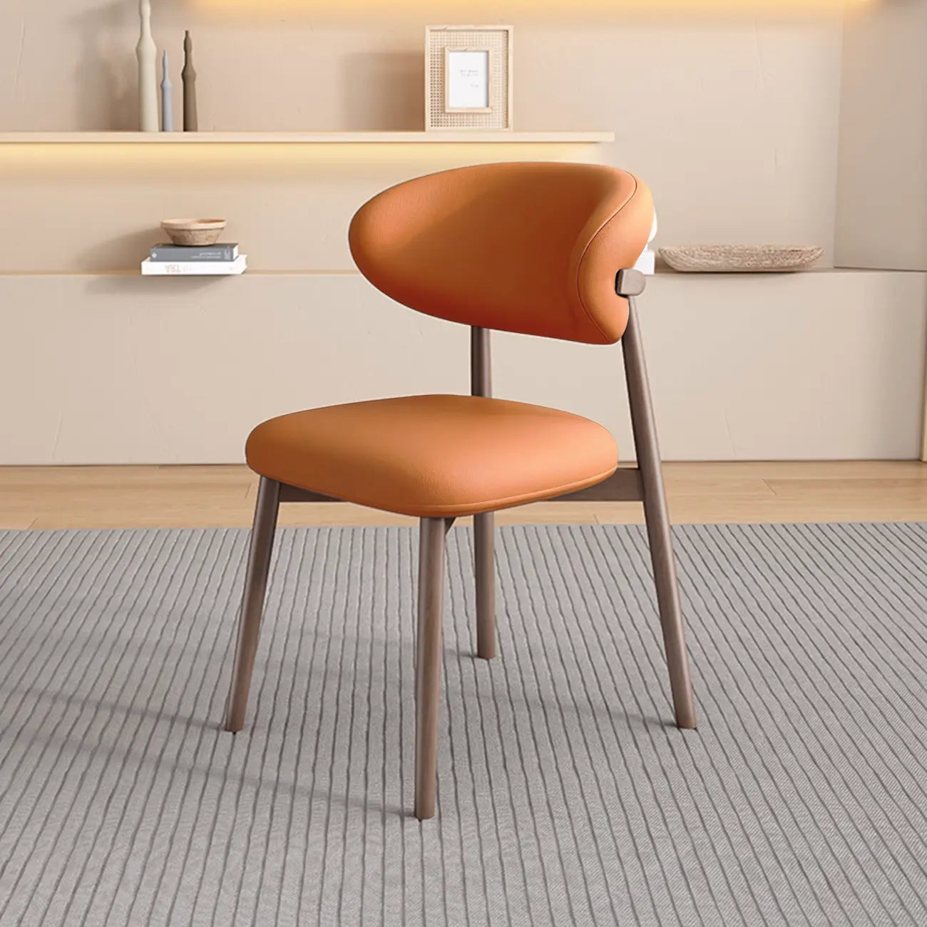 Ensemble de 2 chaises de salle à manger modernes en cuir et bois