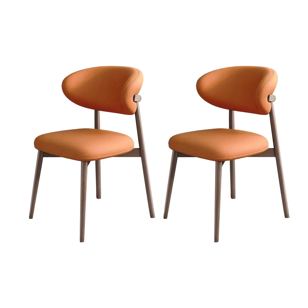 Ensemble de 2 chaises de salle à manger modernes en cuir et bois