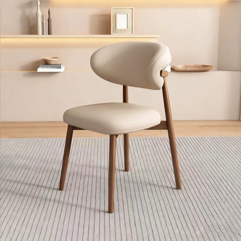 Ensemble de 2 chaises de salle à manger modernes en cuir et bois