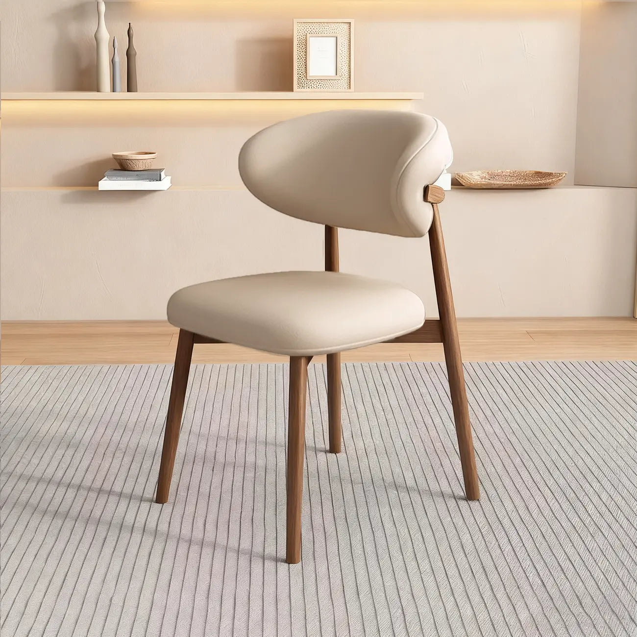 Ensemble de 2 chaises de salle à manger modernes en cuir et bois