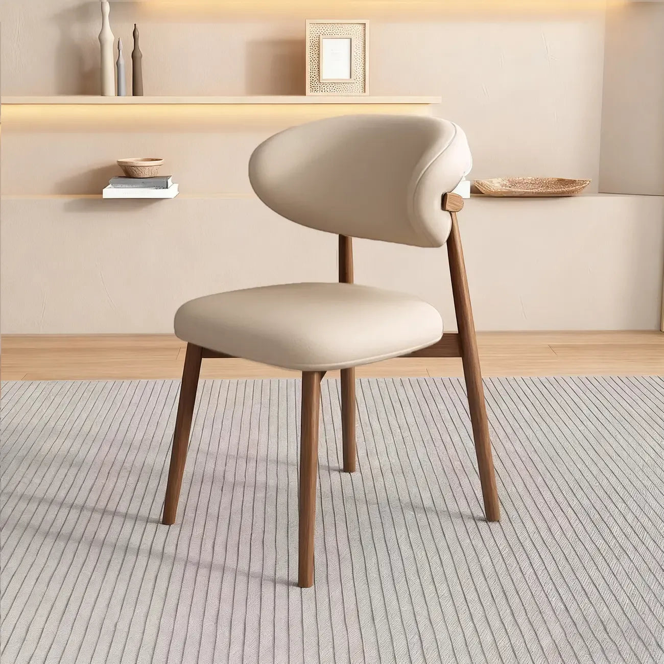 Ensemble de 2 chaises de salle à manger modernes en cuir et bois
