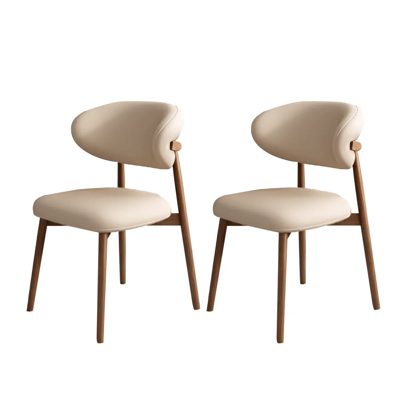 Ensemble de 2 chaises de salle à manger modernes en cuir et bois
