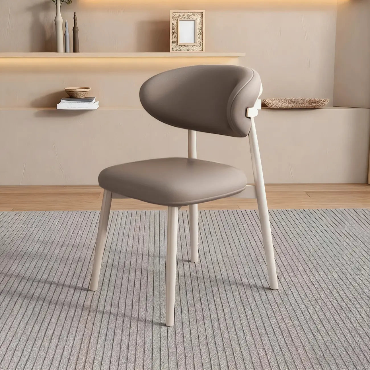 Ensemble de 2 chaises de salle à manger modernes en cuir et bois