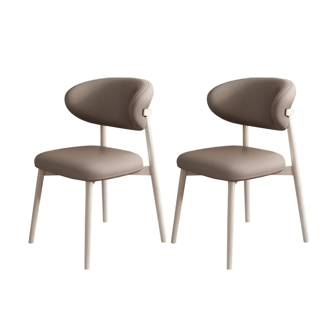 Ensemble de 2 chaises de salle à manger modernes en cuir et bois