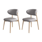 Ensemble de 2 chaises de salle à manger modernes en cuir et bois