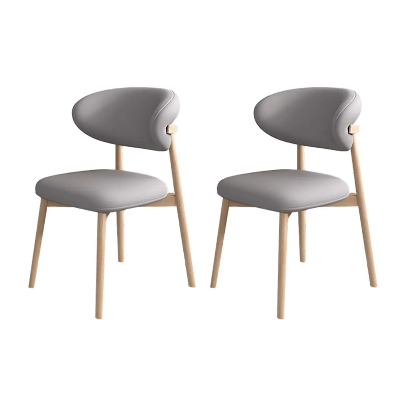 Ensemble de 2 chaises de salle à manger modernes en cuir et bois