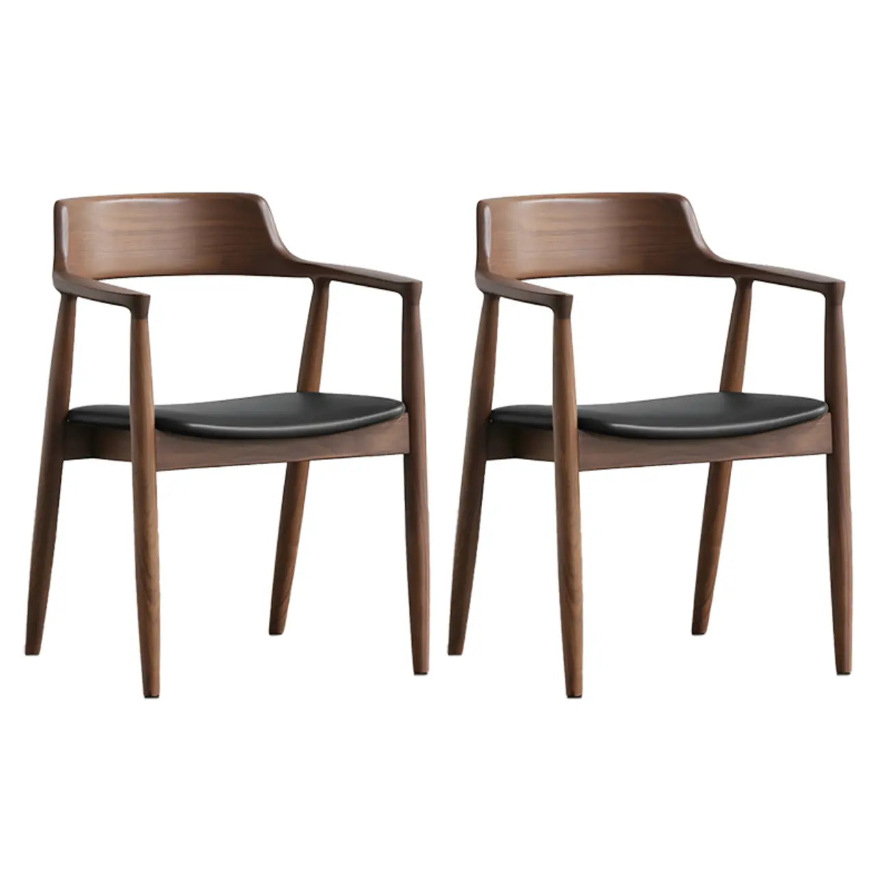 Ensemble de 2 chaises de salle à manger en bois massif style milieu du siècle