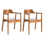 Ensemble de 2 chaises de salle à manger en bois massif style milieu du siècle