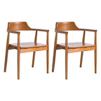 Ensemble de 2 chaises de salle à manger en bois massif style milieu du siècle