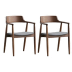 Ensemble de 2 chaises de salle à manger en bois massif style milieu du siècle