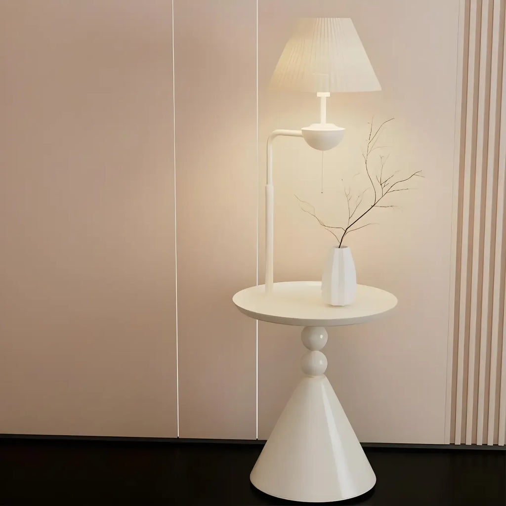 Lampadaire contemporain en métal noir avec table d'appoint