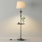 Lampadaire moderne en métal noir 63 avec étagère et éclairage LED