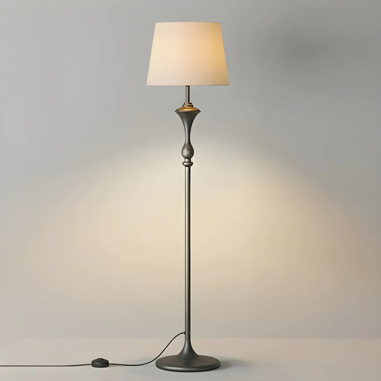 Lampadaire moderne en métal noir 63 avec étagère et éclairage LED