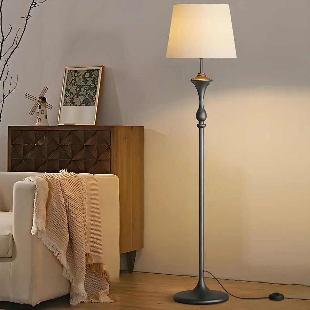 Lampadaire moderne en métal noir 63 avec étagère et éclairage LED