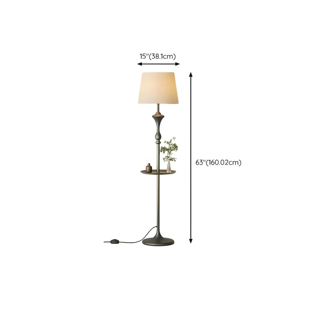 Lampadaire moderne en métal noir 63 avec étagère et éclairage LED
