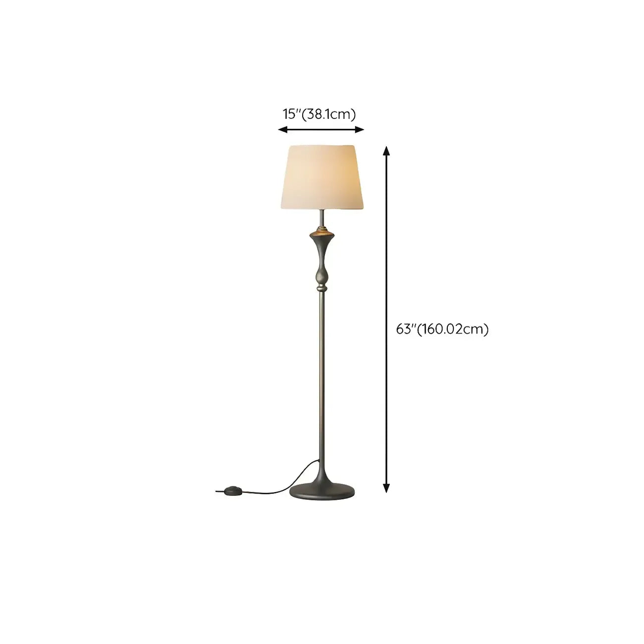 Lampadaire moderne en métal noir 63 avec étagère et éclairage LED