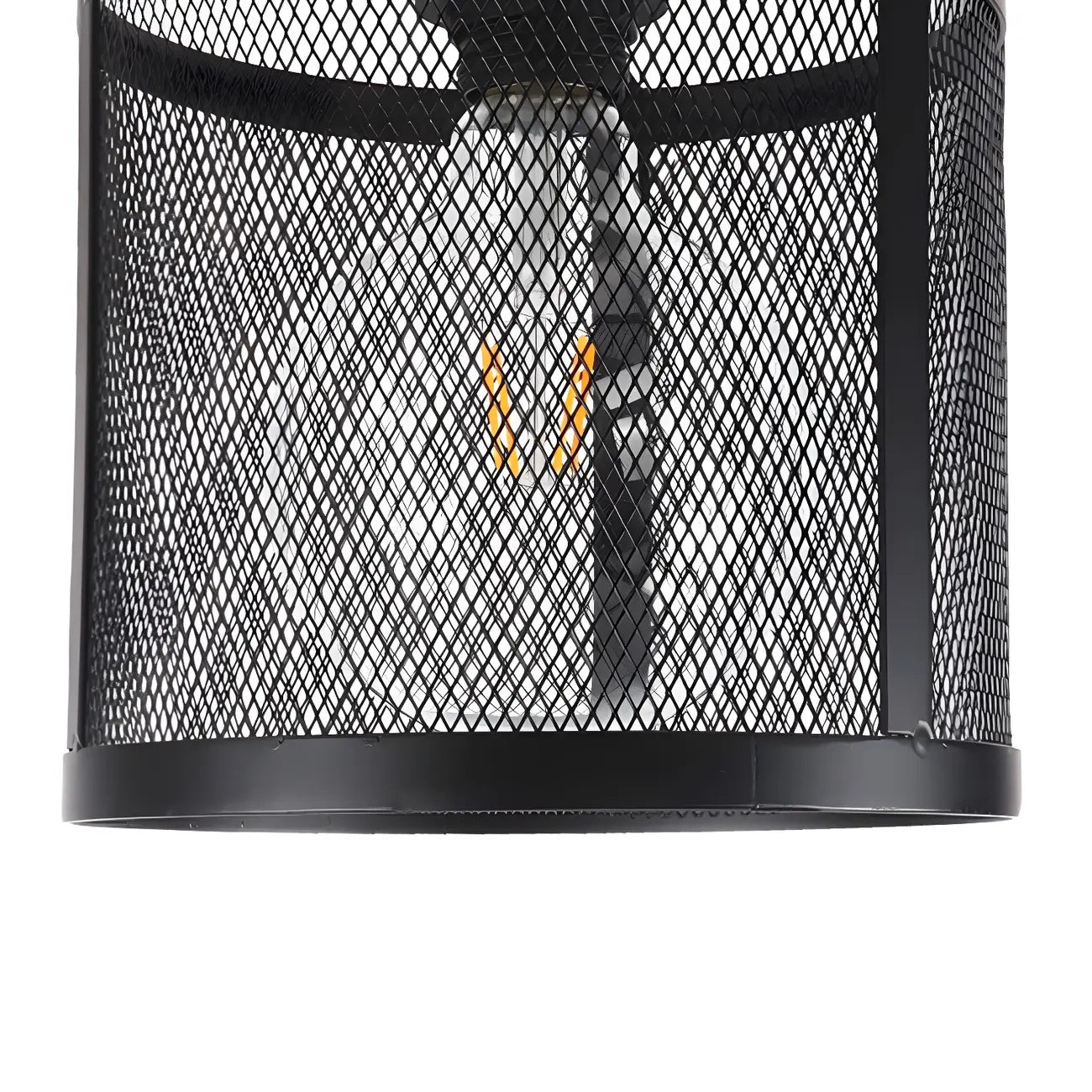 Plafonnier semi-encastré cylindrique industriel en treillis de fer noir