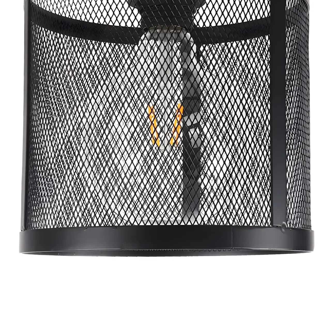 Plafonnier semi-encastré cylindrique industriel en treillis de fer noir