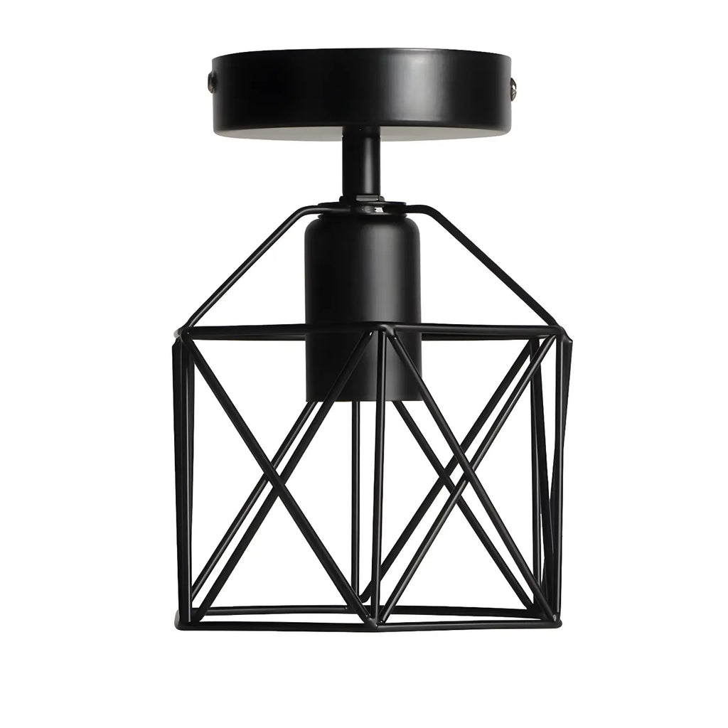 Plafonnier semi-encastré industriel noir à LED pour couloir