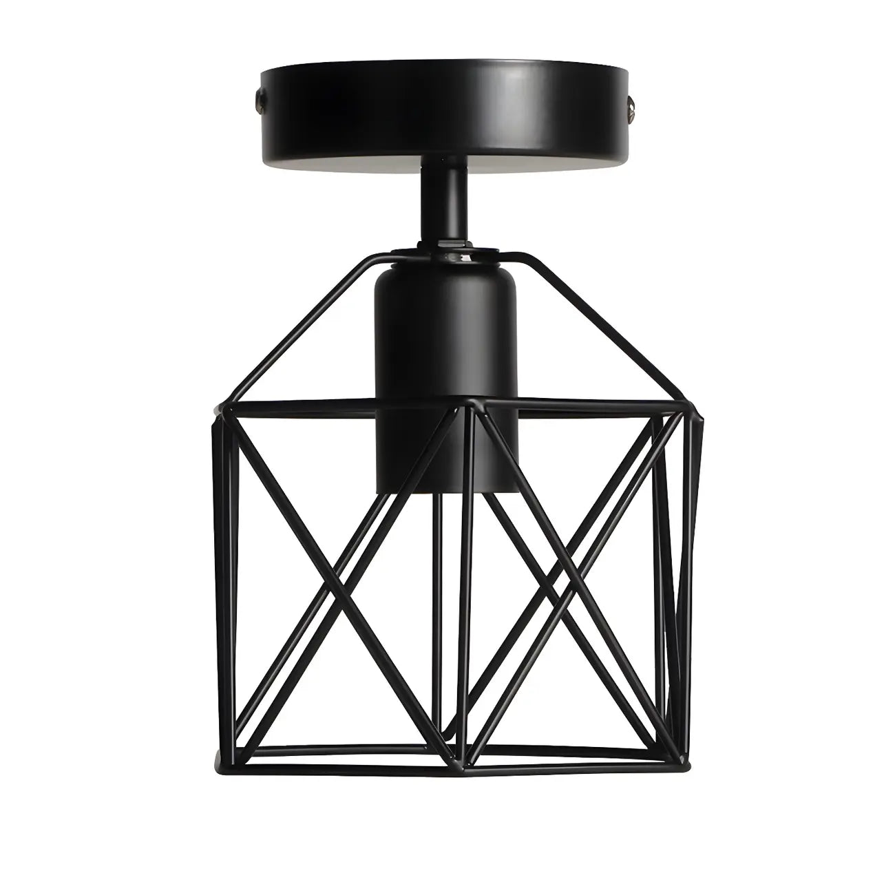 Plafonnier semi-encastré industriel noir à LED pour couloir