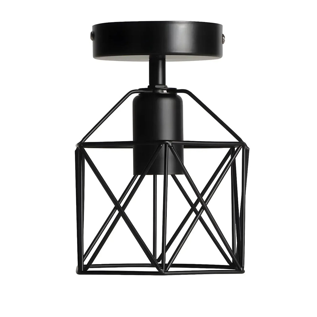 Plafonnier semi-encastré industriel noir à LED pour couloir