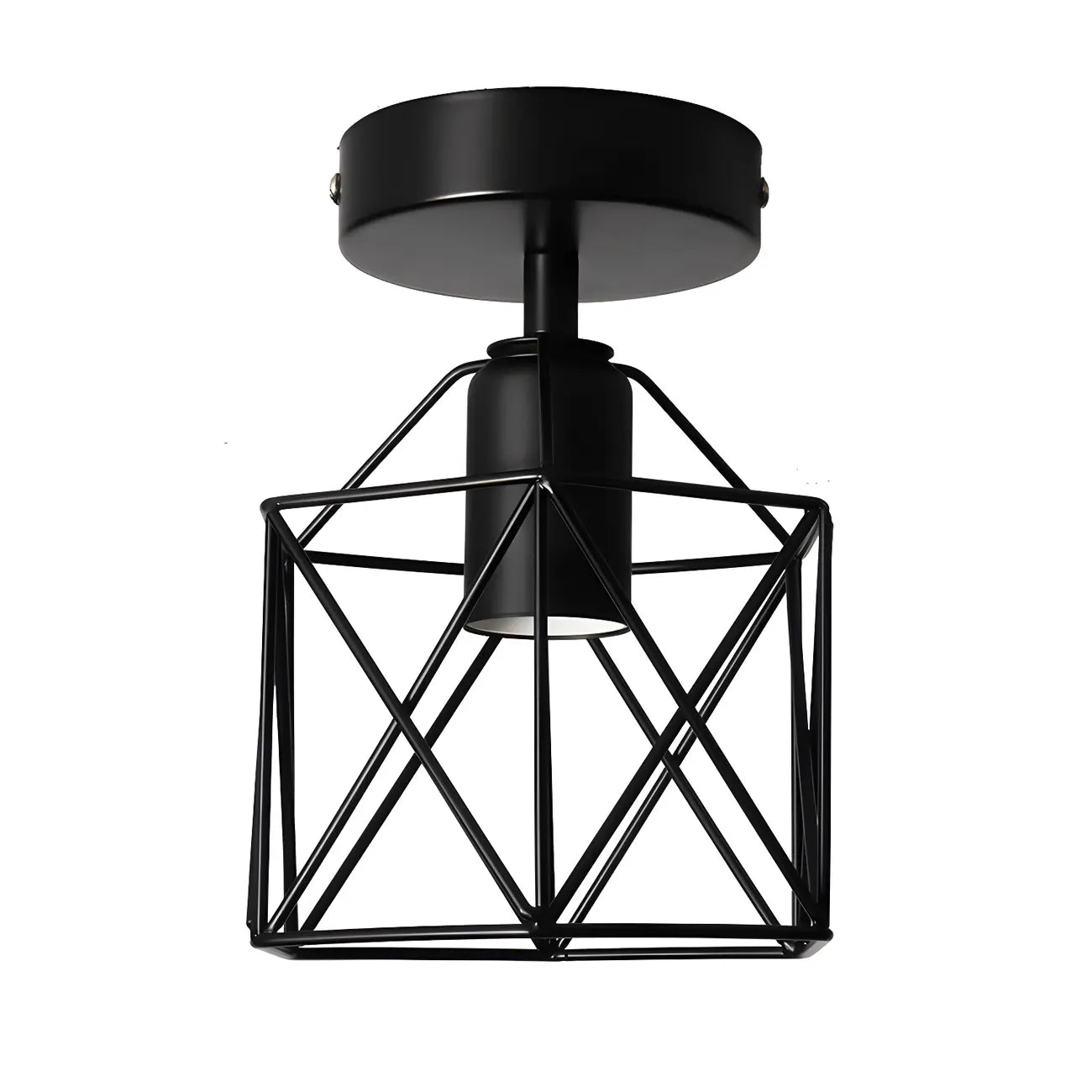 Plafonnier semi-encastré industriel noir à LED pour couloir
