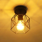 Plafonnier semi-encastré industriel noir à LED pour couloir