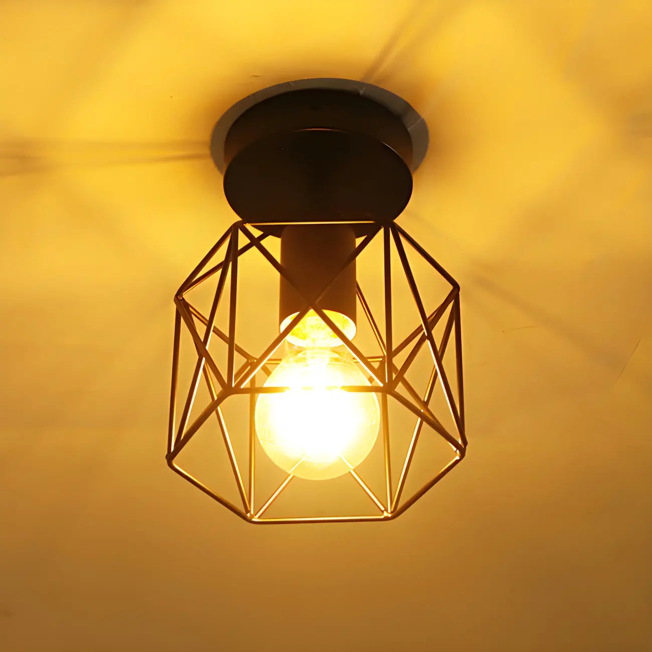 Plafonnier semi-encastré industriel noir à LED pour couloir