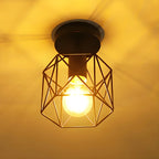 Plafonnier semi-encastré industriel noir à LED pour couloir