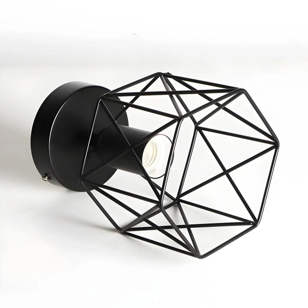 Plafonnier semi-encastré industriel noir à LED pour couloir
