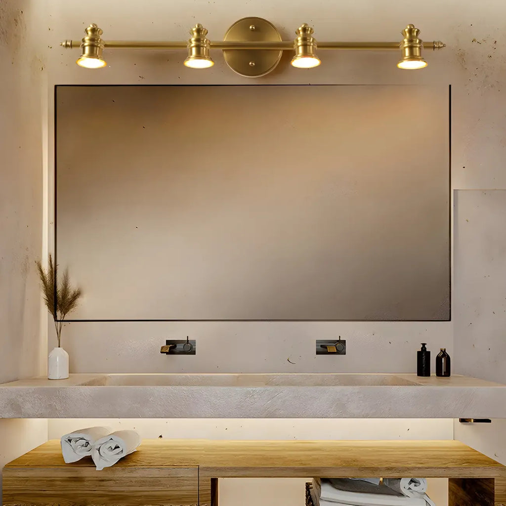 Applique murale élégante en métal doré avec abat-jour en cuivre pour salle de bain