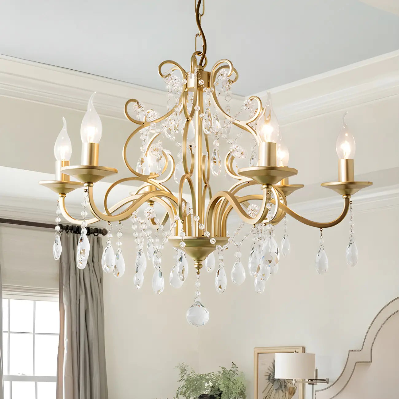Lustre Candlebra en cristal champagne exquis
