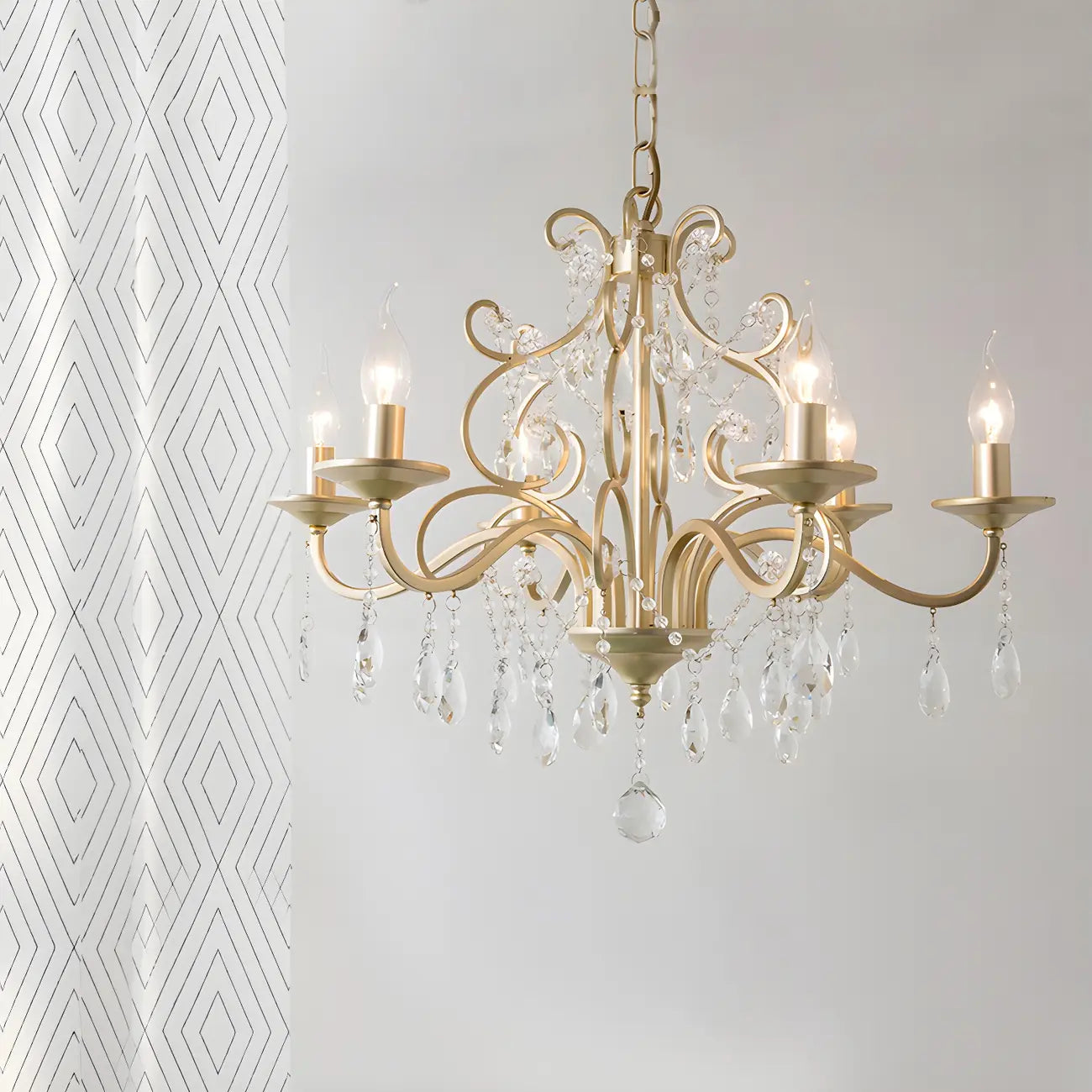 Lustre Candlebra en cristal champagne exquis