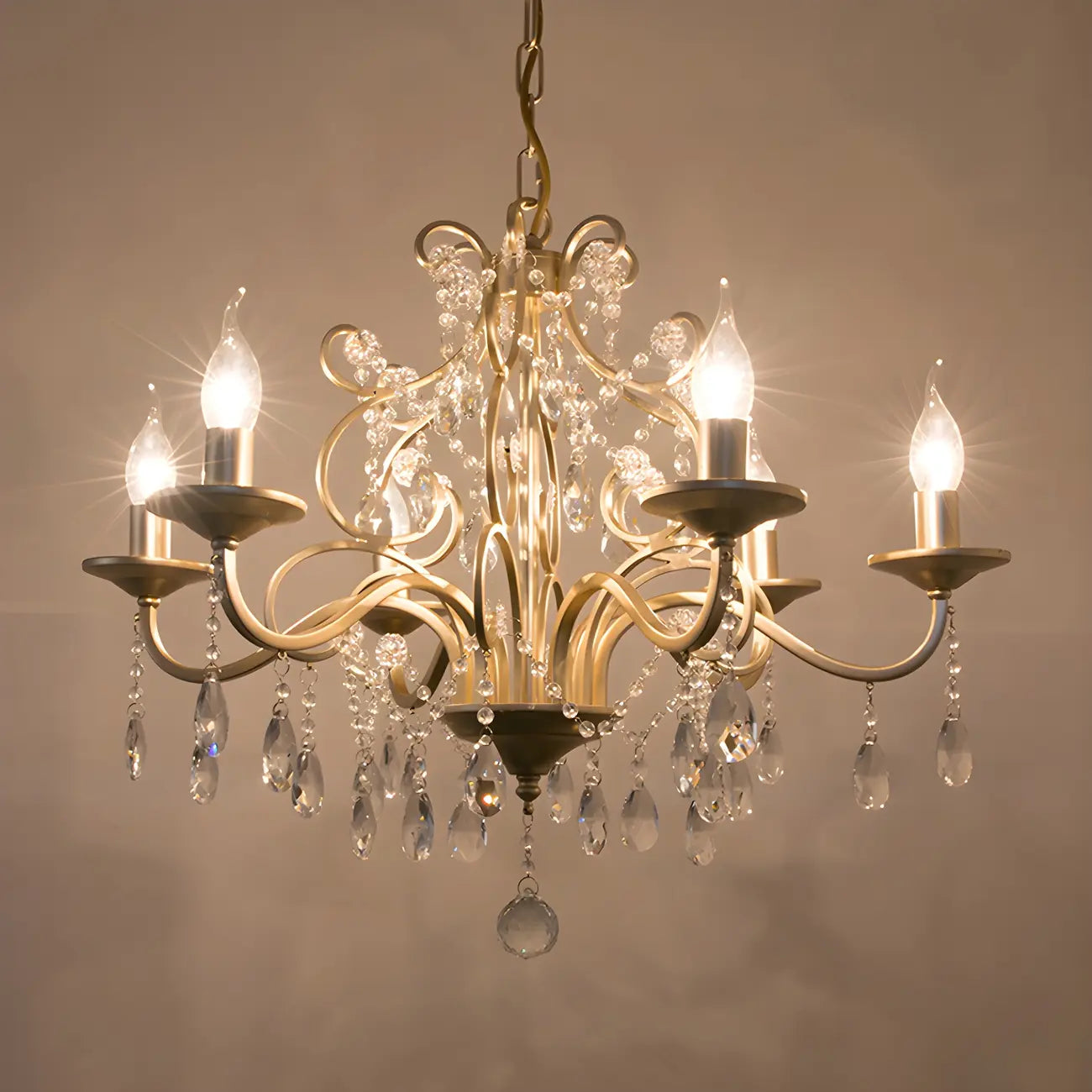 Lustre Candlebra en cristal champagne exquis