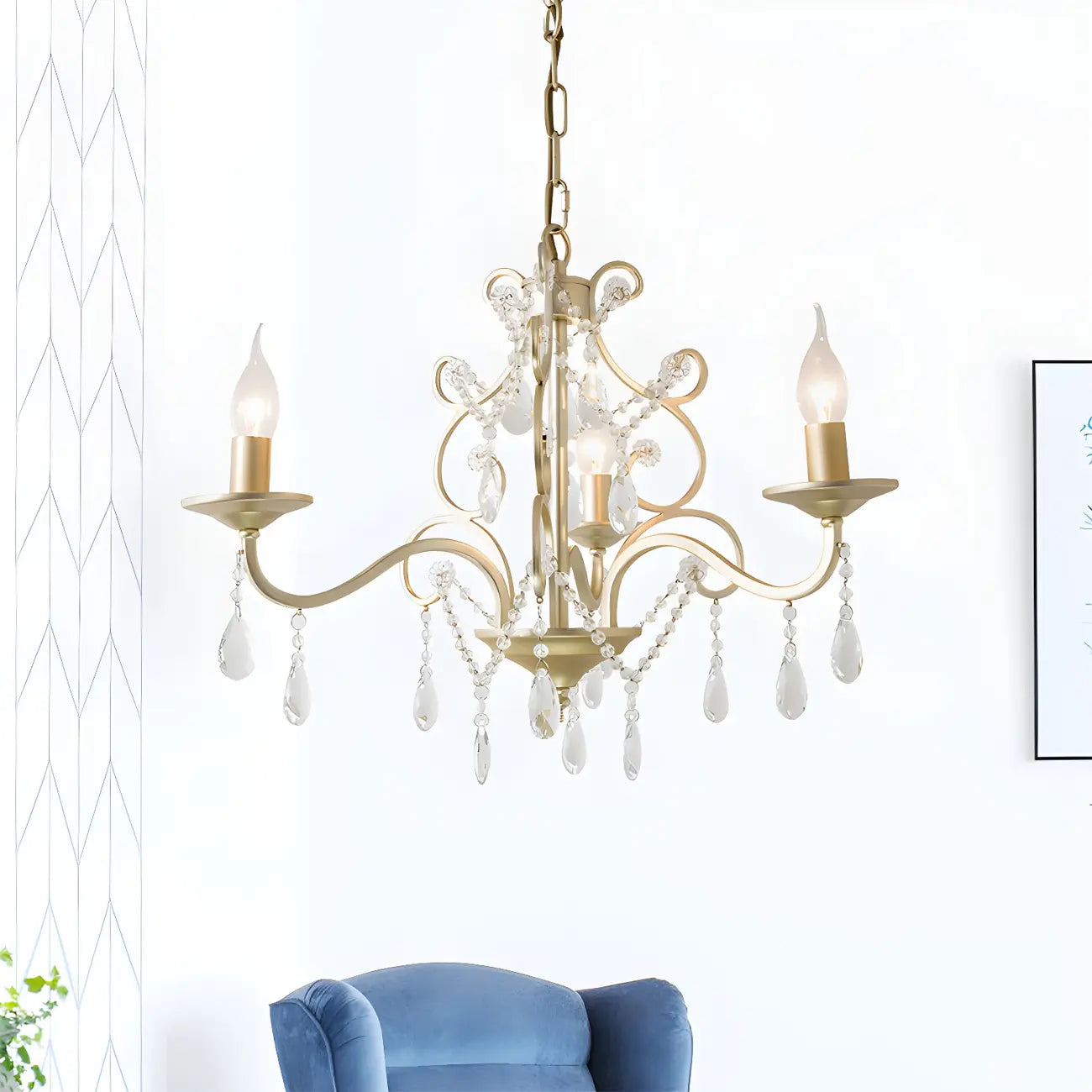 Lustre Candlebra en cristal champagne exquis