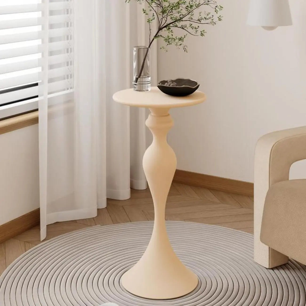 Table d'appoint ronde en métal résistant, petite, pour salon