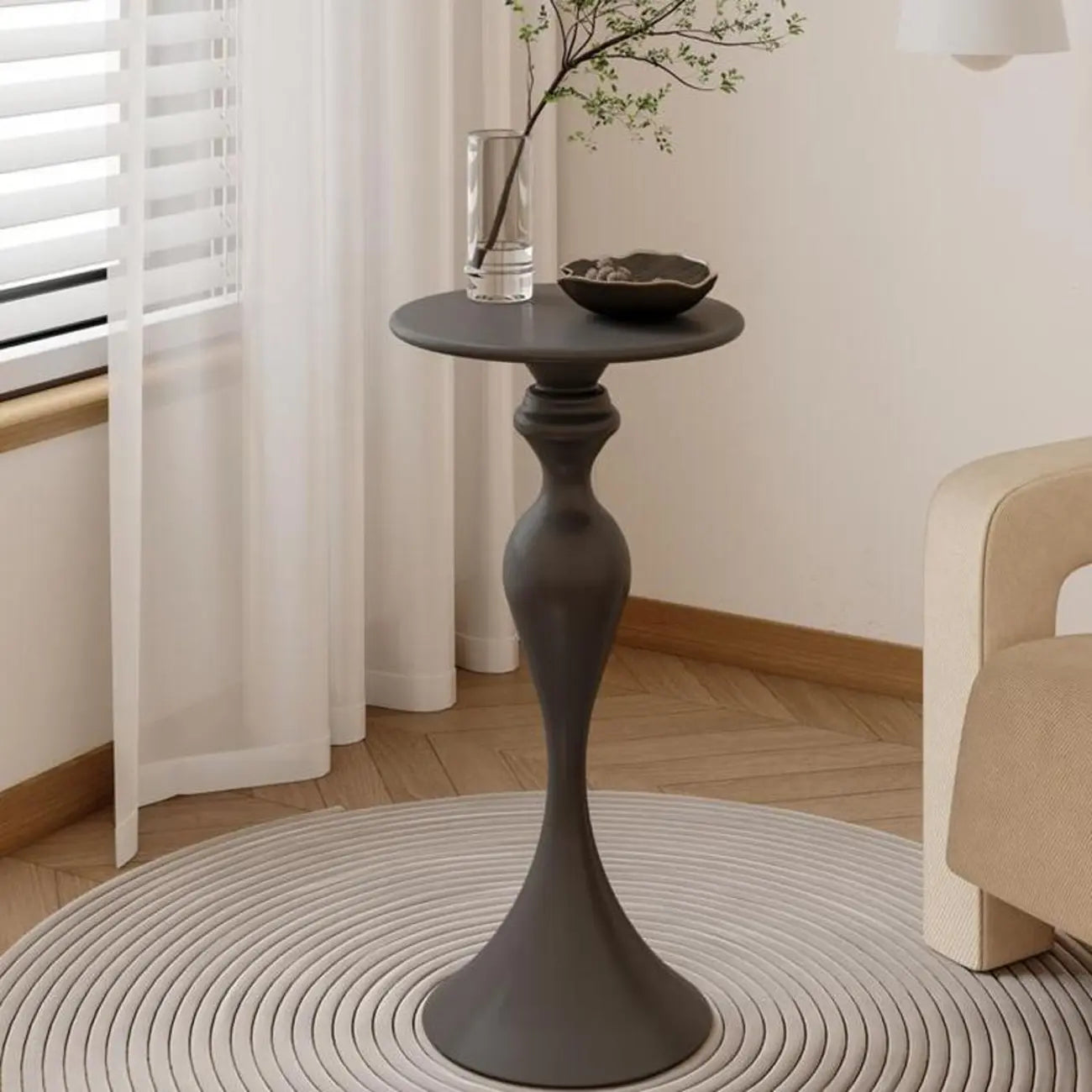Table d'appoint ronde en métal résistant, petite, pour salon