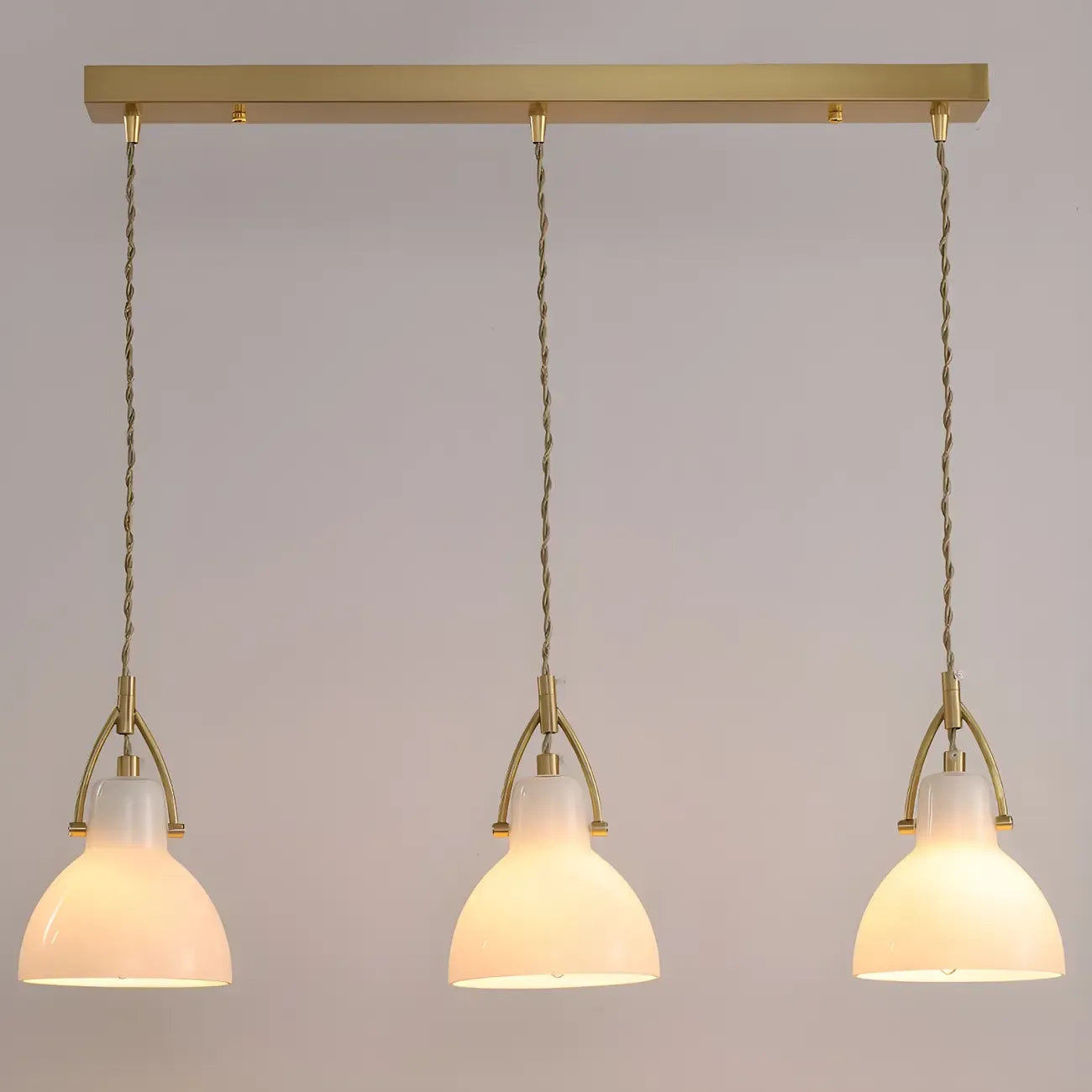 Lampada a sospensione a 3 luci, in vetro, moderna a cupola a campana, per isola cucina