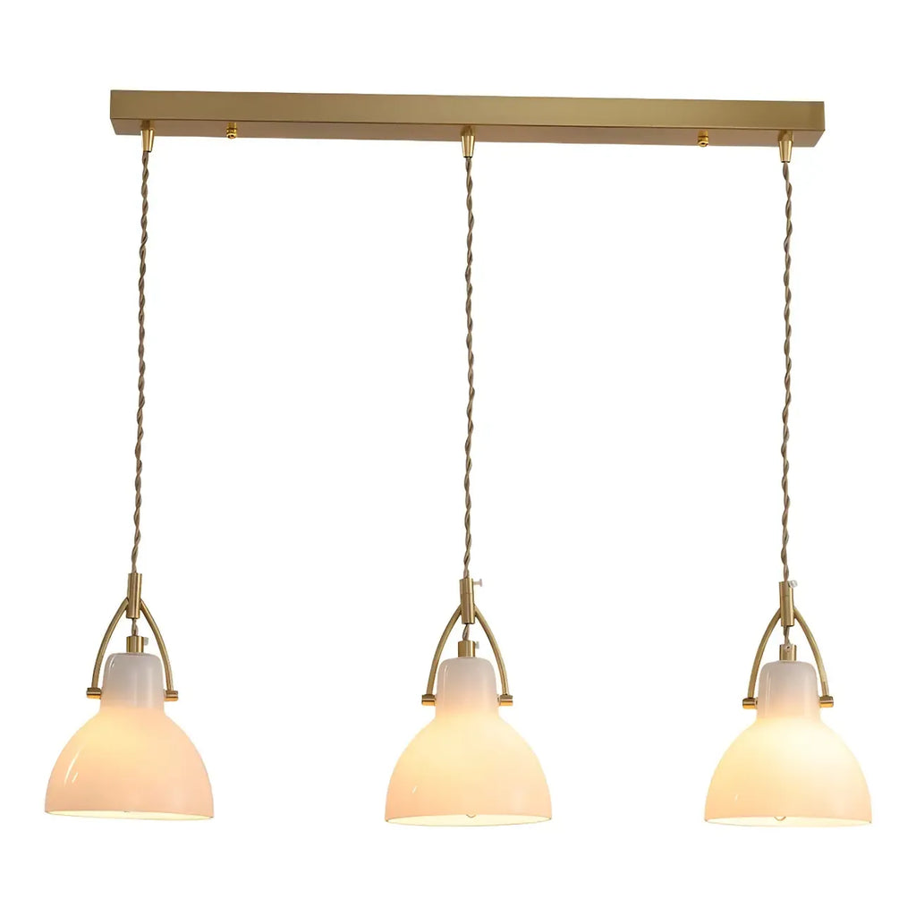 Lampada a sospensione a 3 luci, in vetro, moderna a cupola a campana, per isola cucina