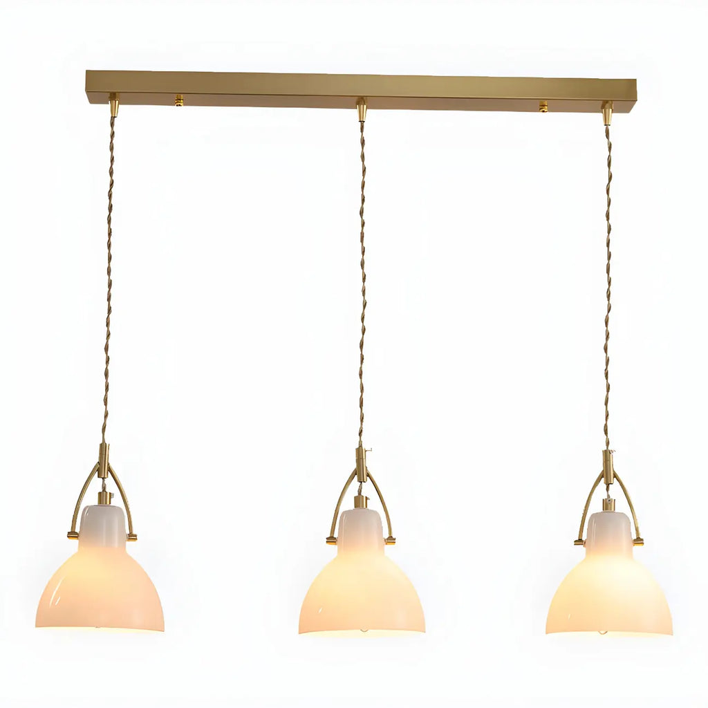 Lampada a sospensione a 3 luci, in vetro, moderna a cupola a campana, per isola cucina