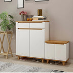 Armoire à chaussures d'entrée en bois massif blanc