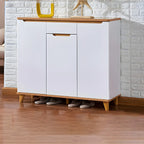 Armoire à chaussures d'entrée en bois massif blanc