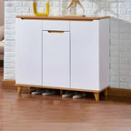 Armoire à chaussures d'entrée en bois massif blanc