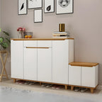 Armoire à chaussures d'entrée en bois massif blanc