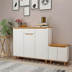 Armoire à chaussures d'entrée en bois massif blanc