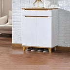Armoire à chaussures d'entrée en bois massif blanc