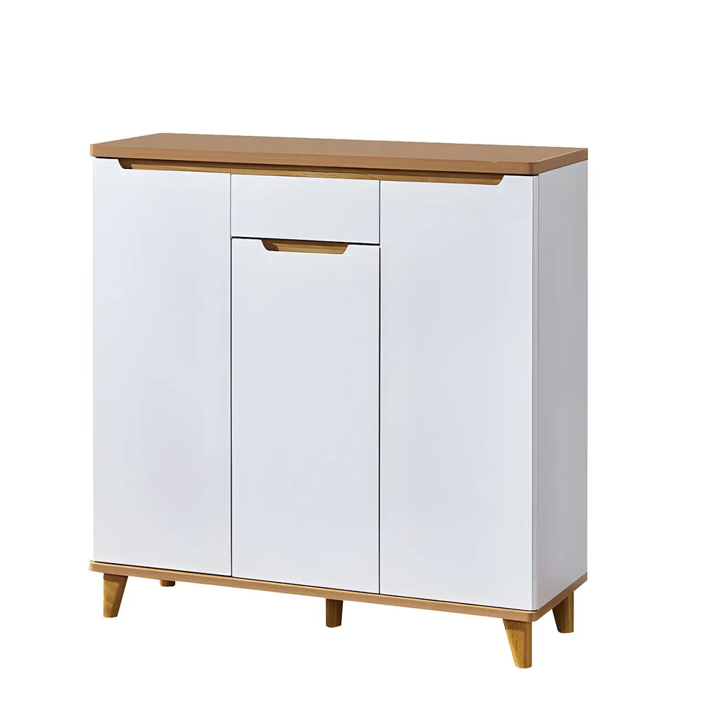 Armoire à chaussures d'entrée en bois massif blanc