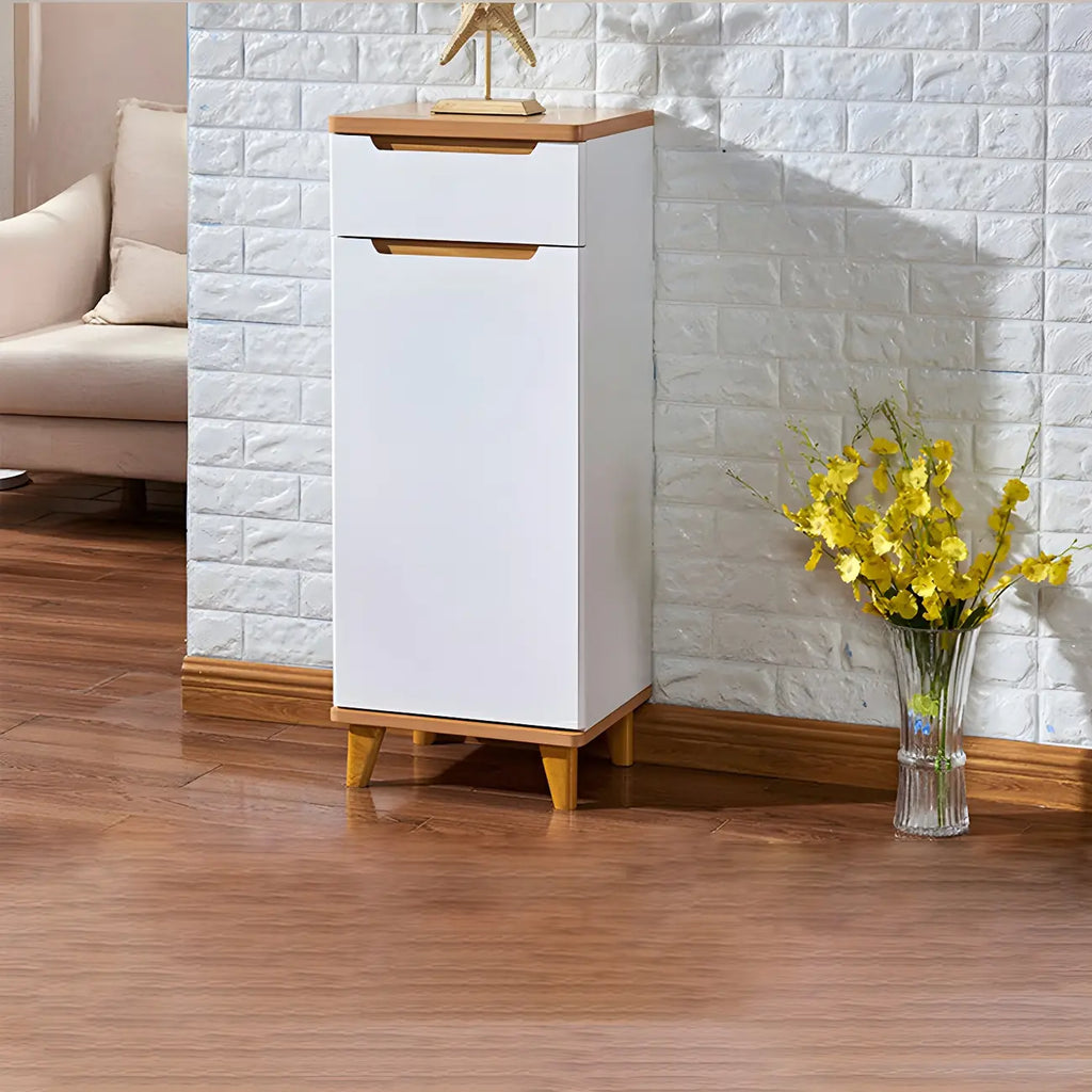 Armoire à chaussures d'entrée en bois massif blanc